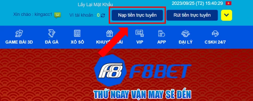 Đăng Nhập Và Bắt Đầu Nạp Tiền Nhà Cái F8bet